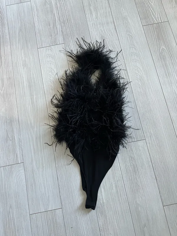Feather halter bodysuit Black Size M - Image 4