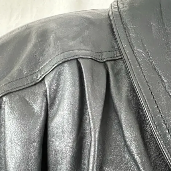 Jacqueline Ferrar Vintage 90s Black Leather Trench Coat Oversized Minimalist Long Coat - Size M - Image 5