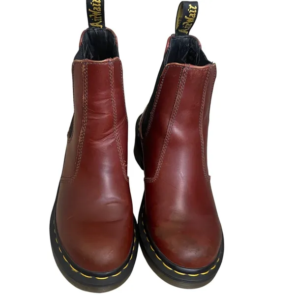 Dr Martens Cadence Cherry Red Leather Block Heel Chelsea Boots Womens 6 US/4 UK - Image 2