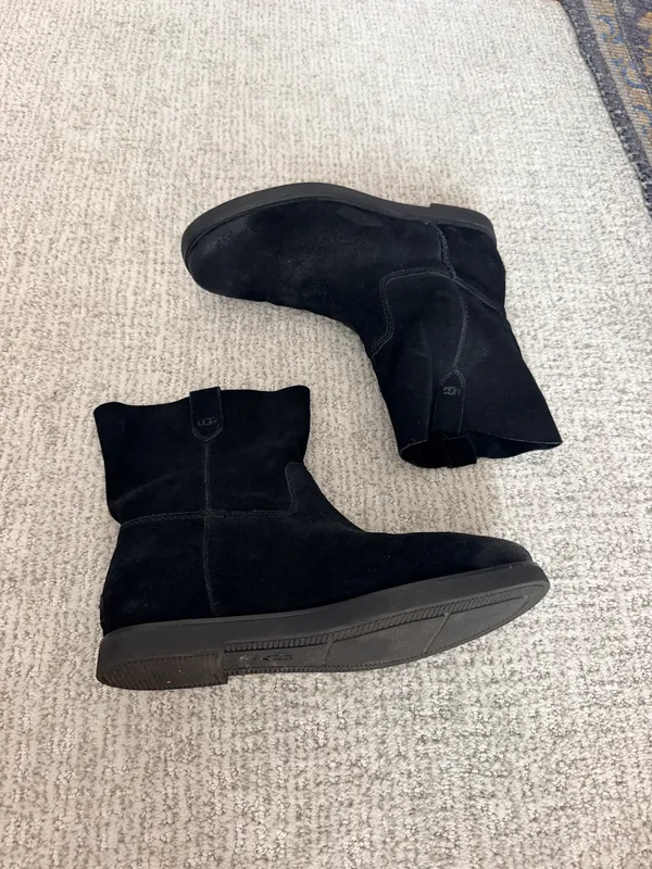 Ugg Josefene black oiled suede flat ankle combat Moto boots 8 - Image 3
