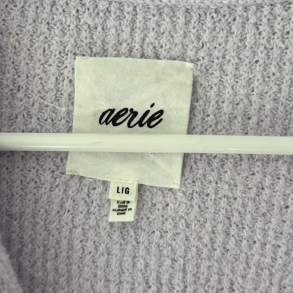 Aerie CozyUp Waffle Polo Sweater Lavender Dawn Purple Oversized Baggy Knit - Image 5