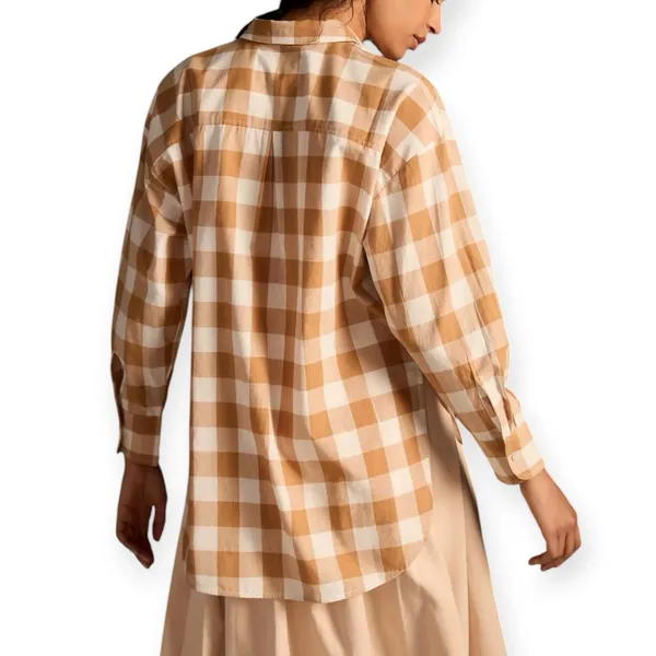 Maeve Bennett Button Down Shirt Brown Buffalo Check Size XS - Image 2
