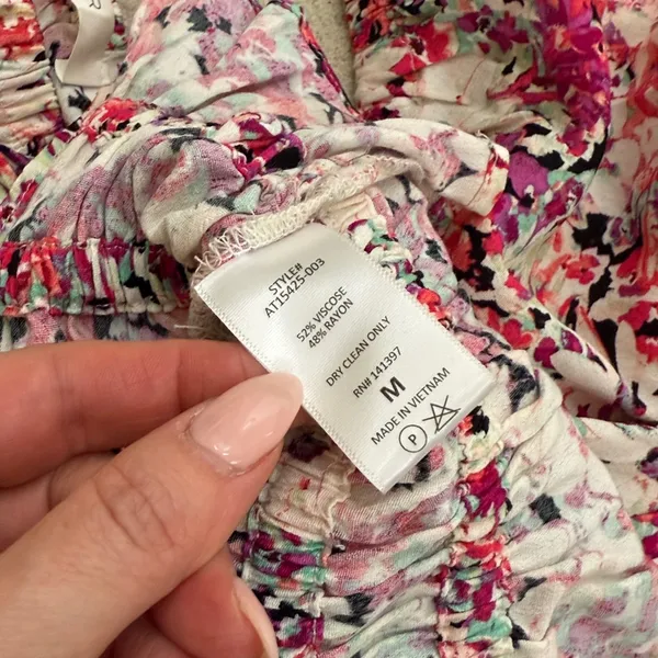 ASTR The Label Floral Smocked Long Sleeve Peplum Blouse Elastic Waist Size M - Image 9