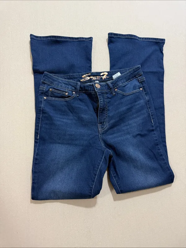 Seven7 Deep Blue Flare Wide-Leg Jeans - Image 3