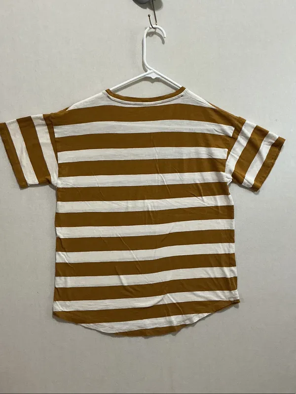Madewell Short-Sleeve Crewneck Tee in Mustard & White Stripes - Image 5