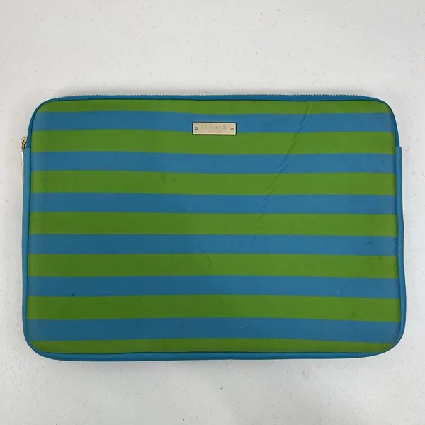 Kate Spade 12.5" Laptop Sleeve Blue Green Striped Neoprene Tech Case Bag Pouch - Image 3