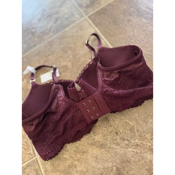 Aerie Real Power Paisley Lace Balconette Bra Royal Berry Size 34C - Image 7