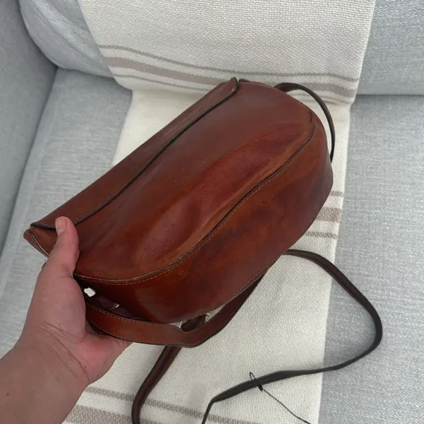 Vintage Oroton Brown Genuine Leather Crossbody Bag Handbag Australian Rare - Image 5