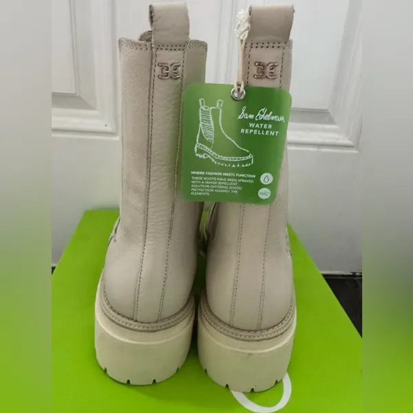 Sam Edelman Wellington Lug Sole Chelsea Boots Size 10‎ Ivory Leather shoes New - Image 4