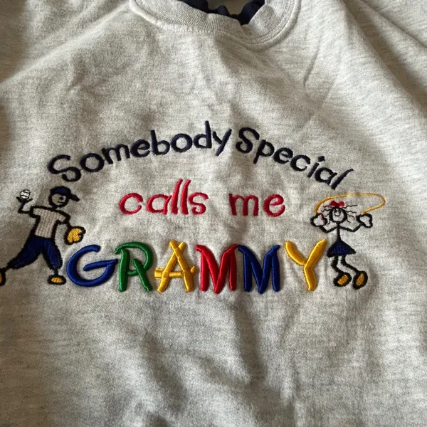 Vintage Jerzees Grammy Sweatshirt Grey Embroidered Double Collar Large 90s Y2K - Image 7