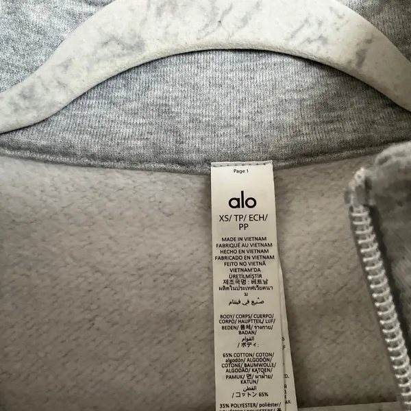Alo Yoga Accolade 1/4 Zip Pullover Athletic Heather Grey XS - Image 3