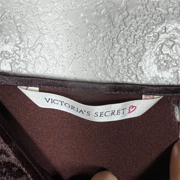 Vintage Victoria's Secret Womens Y2K Crushed Velvet Cami Tank M Brown 90s - Image 3