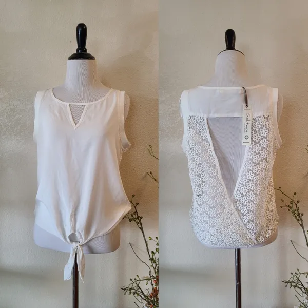 Solitaire White Lace Tank Top Medium - Image 2