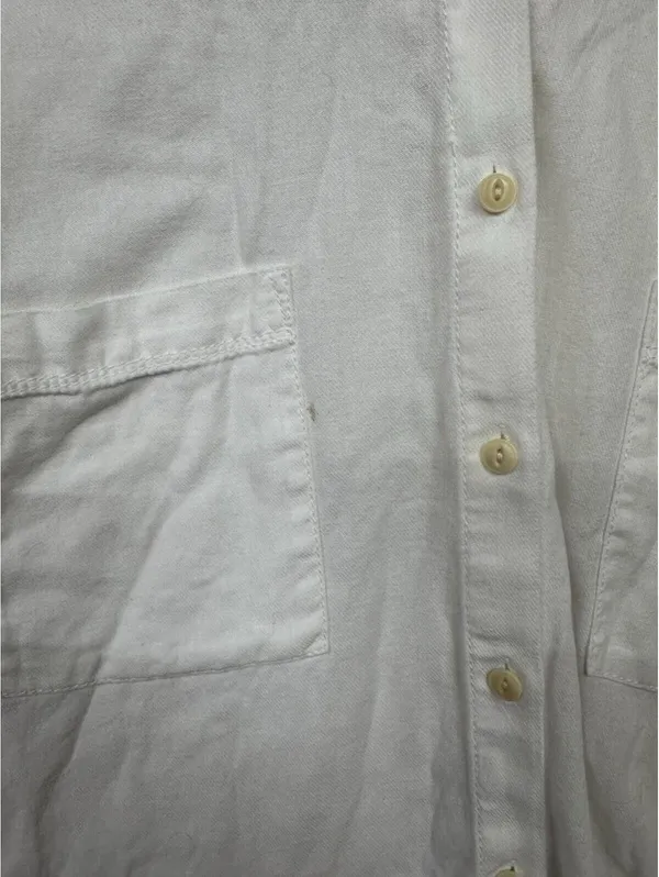 (RFB3) Madewell Women's White Button Up Short Sleeve Casual Pocket Top Size L - Image 9