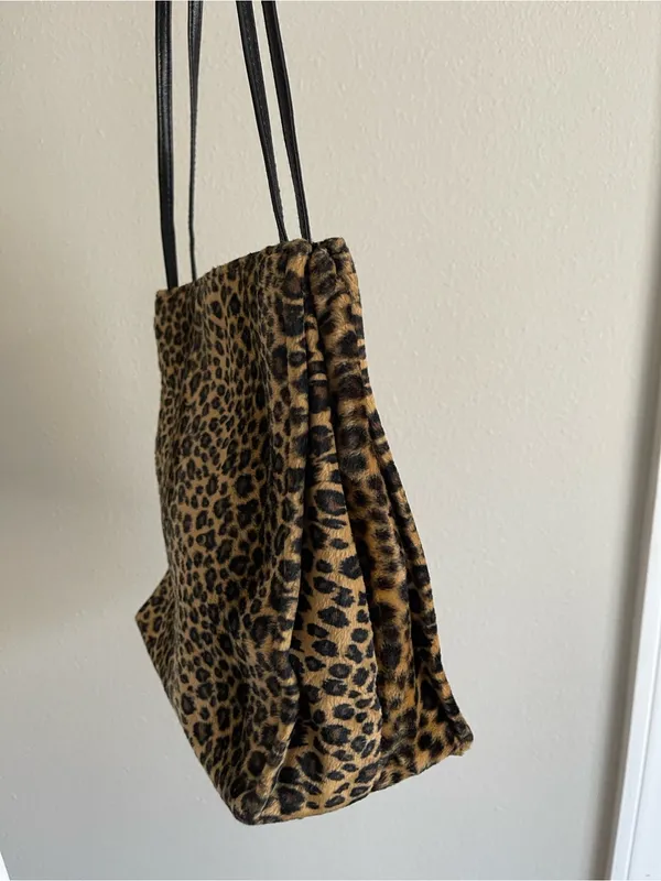 New York & Company Leopard Print Tote with Black Straps - Image 4