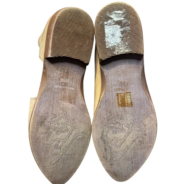 Free People Shoes Womens Size 8‎ Beige Leather Pointed Toe Flats Made In Spain - Image 8