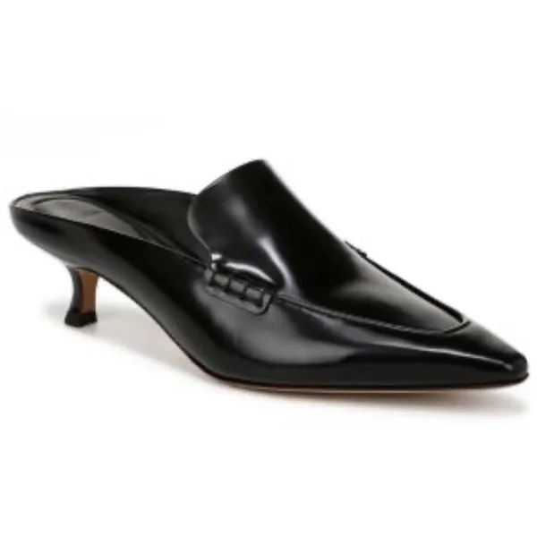 Vince Women's Samy Pointed Toe Pumps‎ Black Patent Size 7 Kitten Heel Witch Core - Image 2