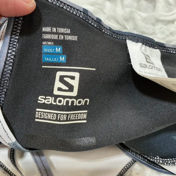Salomon Sports Bra Black Grey Racerback Compression Medium M - Image 4