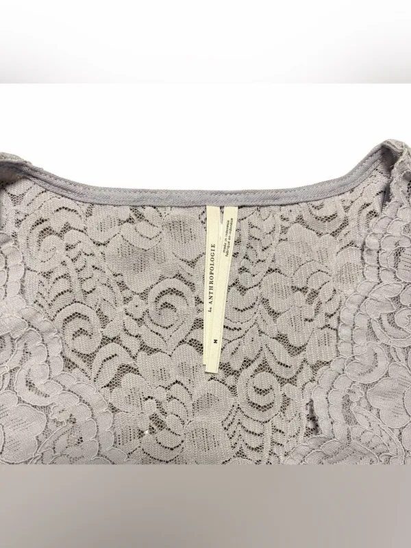 By Anthropologie Lace Button-Front Top Lavender Size Medium - Image 10