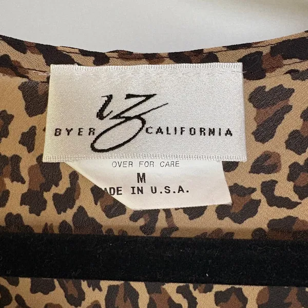 Y2K Leopard Animal Print Career Top Slinky 2000s Blouse Cheetah Girls Medium - Image 9