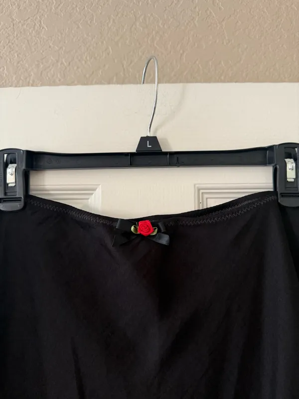 Urban Outfitters Out From Under Black Lace Trim Rose Mini Skirt - Image 3