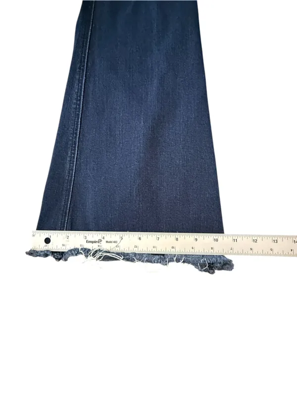 Flying Monkey High Rise Flare Jeans Women’s Size 25 Dark Wash Raw Hem Stretch - Image 12