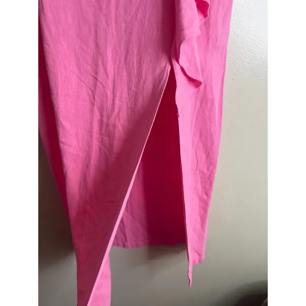 Zara RUFFLED LINEN BLEND MIDI SKIRT, Pink Size medium, 7950/939 NWT - Image 2
