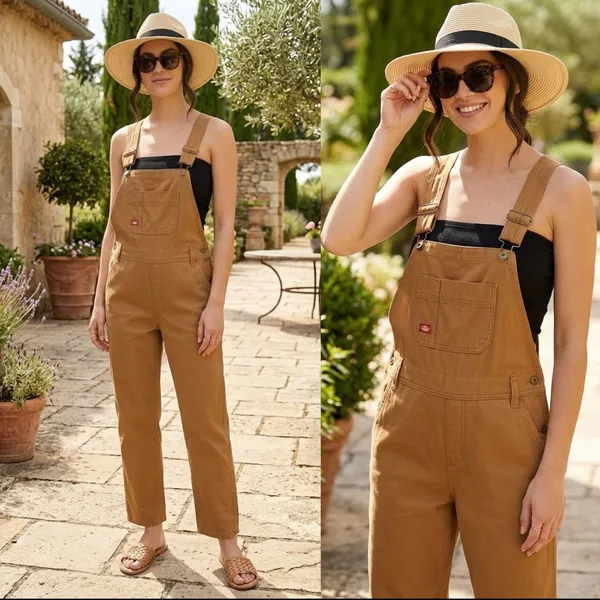 Dickies NWT Relaxed Fit Bib heritage Overalls - Rinsed Brown Duck size M - Image 3
