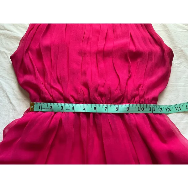 Alice + Olivia Chiffon Silk Mini Dress Small/Medium Hot Pink - Image 7
