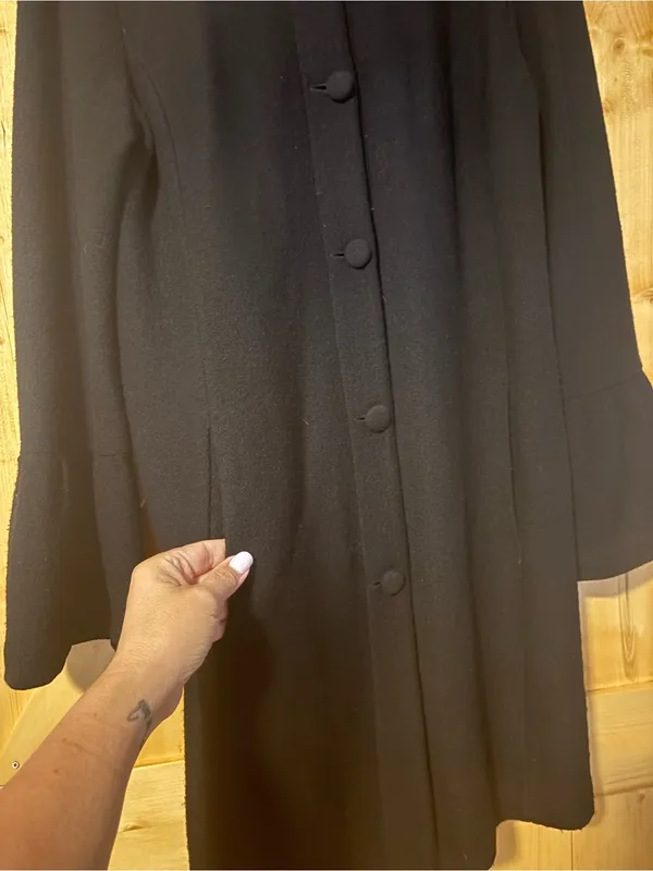 Nanette Nanette Lepore Black 100%‎ Wool Bell Sleeve Coat Large - Image 4