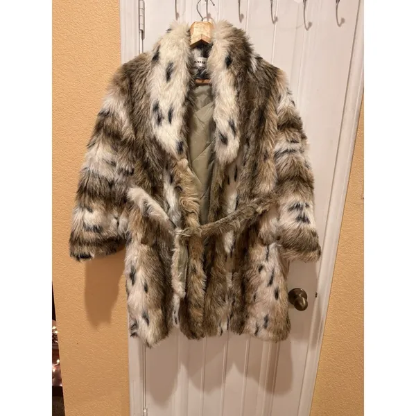 In Wear Faux Fur Coat Jacket Removable Hood Fuzzy No Size - Image 4