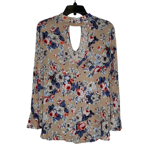 Altar'd‎ State Blouse Size Small Tan Multi Color Floral Flare Sleeves Womens Top - Image 5