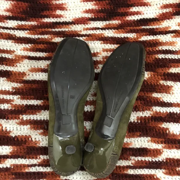 90s Y2K Preppy Whimsygoth Coquette Green Leather Suede Bow Plaid Kitten Heels Pumps Babydoll Patchwork #cottagecore-8.5M - Image 6