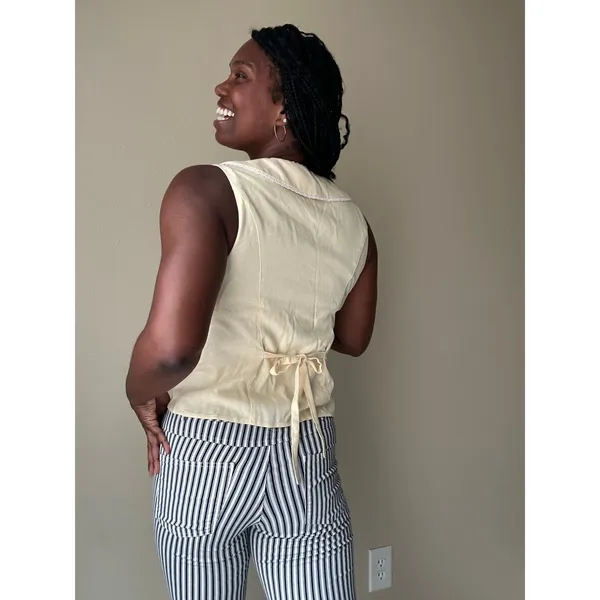 WAYF Linen Blend Butter Yellow Coquette Top Size Small - Image 4
