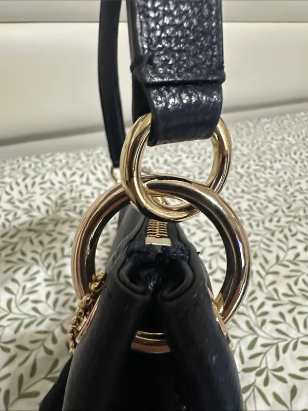 Coach Navy Pebbled Leather Shoulder Bag with Long Strap - Image 10