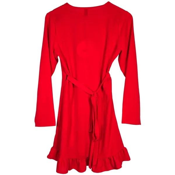 Princess Polly Agnetha‎ Mini Dress Red Long Sleeve Wrap Ruffle Flounce Women's 8 - Image 2