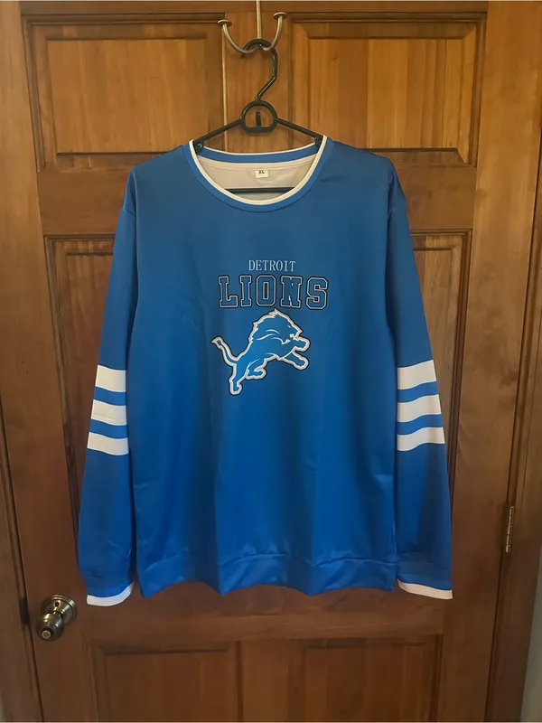 Detroit Lions Long Sleeve Crewneck Sweatshirt - Blue Size XL - Image 4