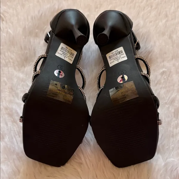 Charlotte Russe Black Strappy Heels with Rhinestone Accents - Image 4