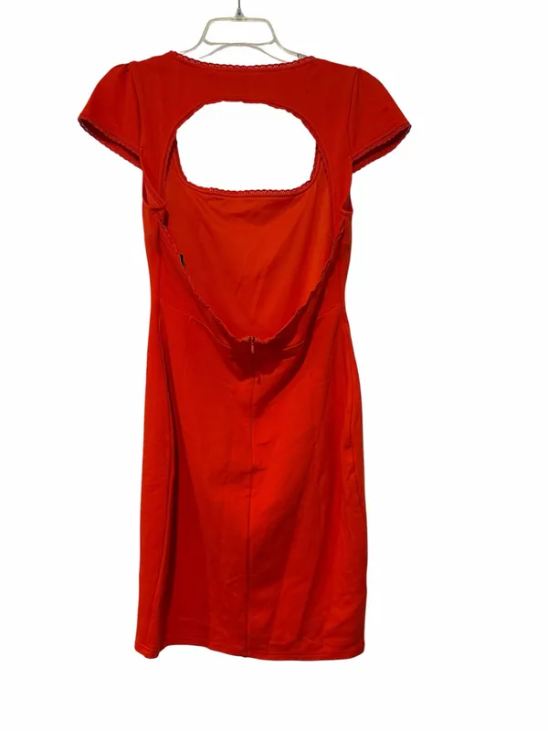 Lulus Red Open Back Bodycon Midi Dress |Square Neck Puff Sleeve| Size Large NWT - Image 6