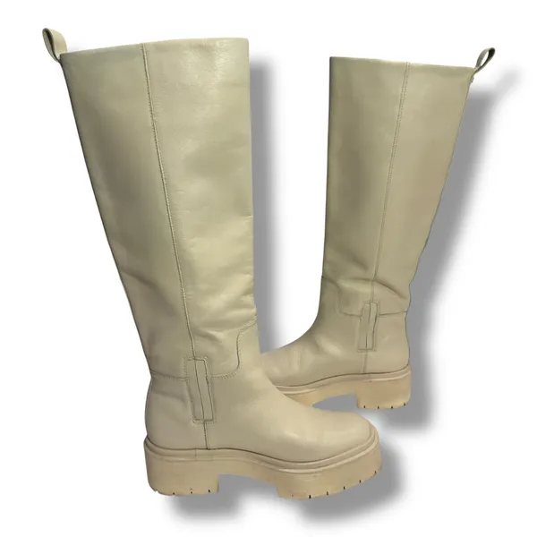 Sam Edelman Larina Cream Leather Tall Boots Platform Lug Sole Womens 6.5 - Image 2