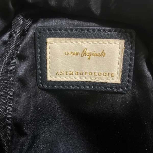 Anthropologie Urban‎ Originals Vegan Leather Sling Bag Geometric Black Strap - Image 8