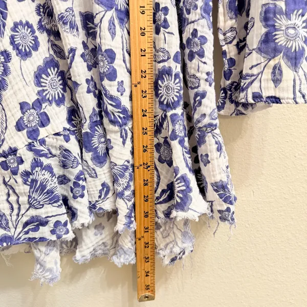 Anthropologie Floral Gauze Mini‎ Dress Size Large Tunic Coverup Gauzy Cotton - Image 16