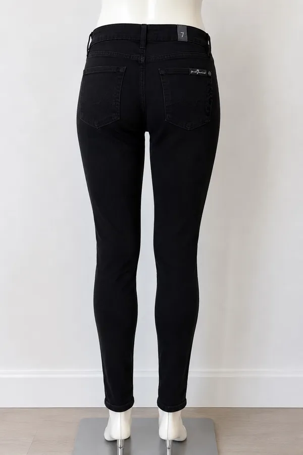 NWT 7 For All Mankind Ankle Gwenevere Distressed Skinny Jeans Black Size 29 - Image 2