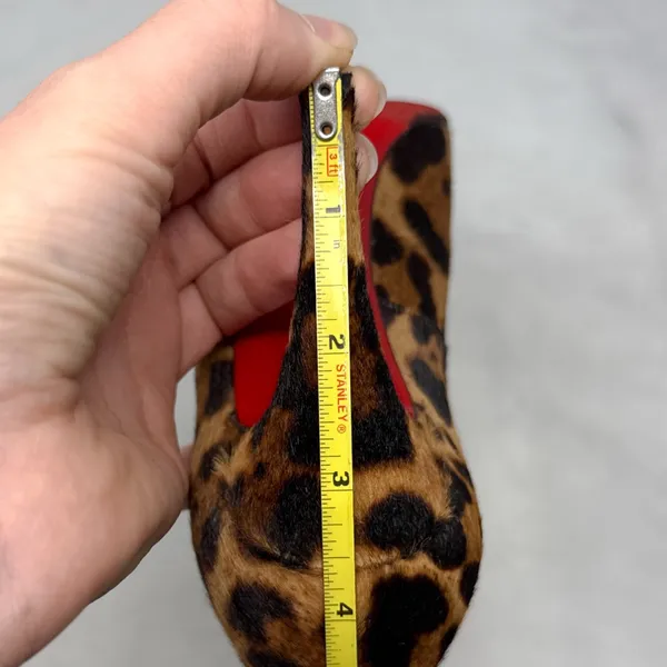 Christian Louboutin Particule 100 Leopard Calf Hair Leather Square Toe Pump Heel - Image 13