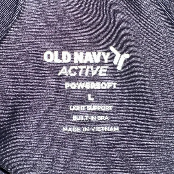 Old Navy PowerSoft High Neck Crop Tank Top Light Support Built In‎ Bra Black L - Image 3