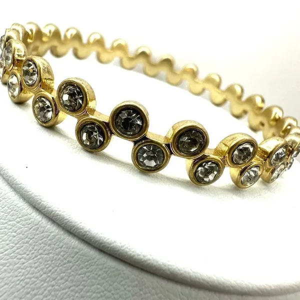 Gold tone and rhinestone bangle bracelet - Image 3