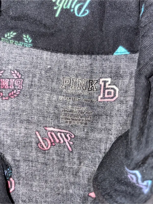 PINK Victoria's Secret Black Multicolor Logo & Heart Pajama Set - Image 2