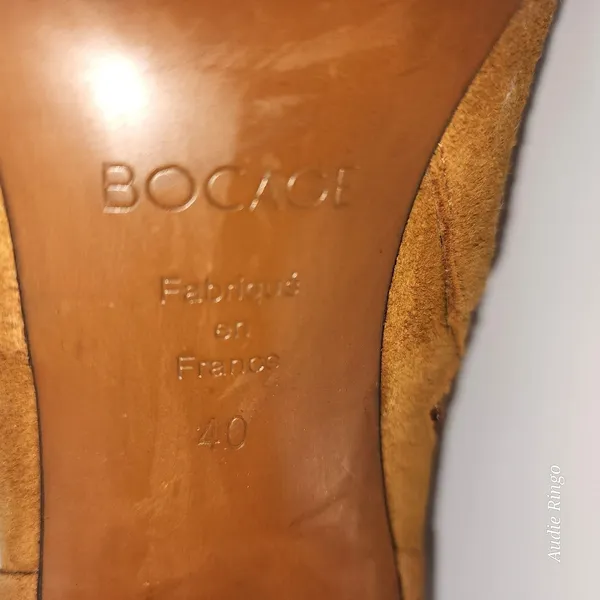 Bocage Cognac Suede Floral Embroidered Ankle Booties Block Heel EU 40 (US 9) - Image 9
