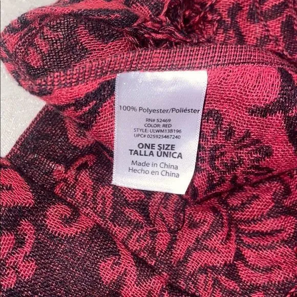 Walmart 5/$30 🎈 Red and black womens multi way‎ floral damask scarf - Image 3