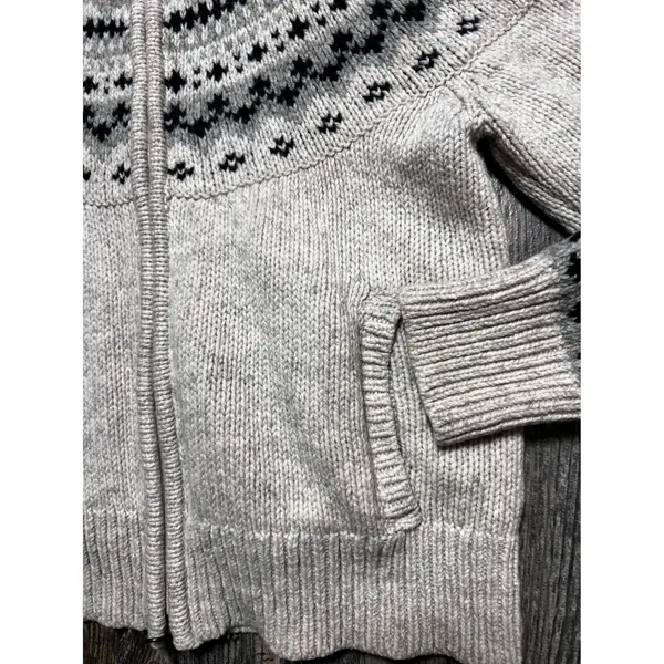 LL Bean Fair Isle PET 100% LambsWool Zip Up Sweater Jacket Nordic‎ Size Small - Image 5